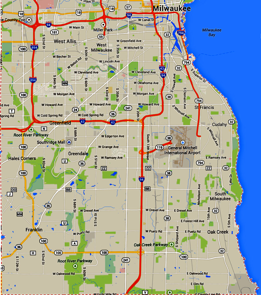 Map of Southern Milwaukee County